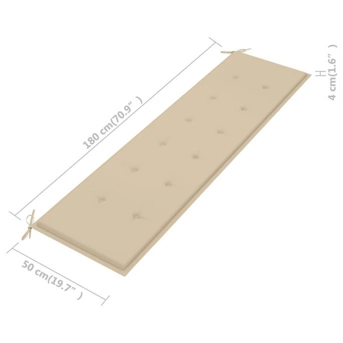 Banc De Jardin Avec Coussin Beige 175 Cm Bois De Teck Massif 9 Banc De Jardin Avec Coussin Beige 175 Cm Bois De Teck Massif – Image 9
