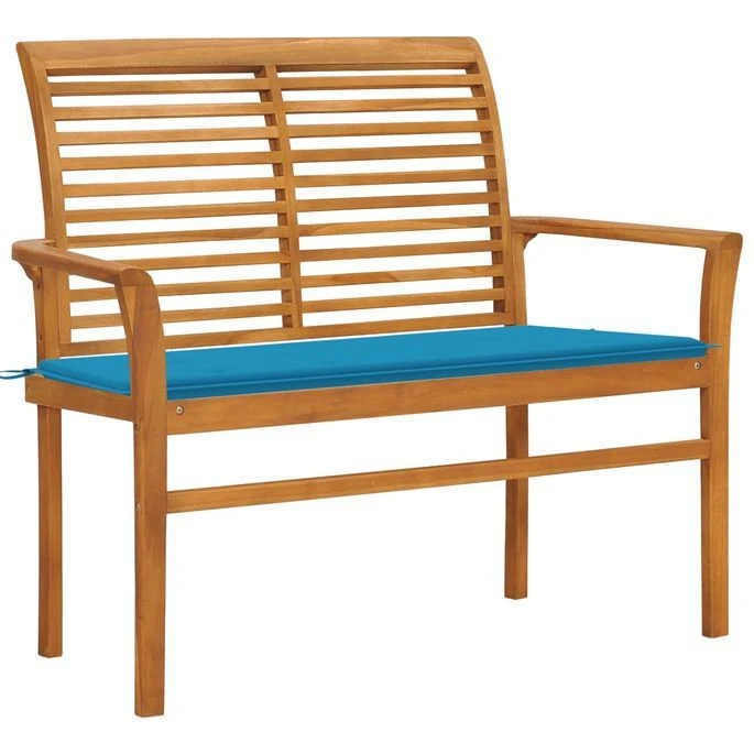 Banc De Jardin Avec Coussin Bleu 112 Cm Bois De Teck Massif 1 Banc De Jardin Avec Coussin Bleu 112 Cm Bois De Teck Massif