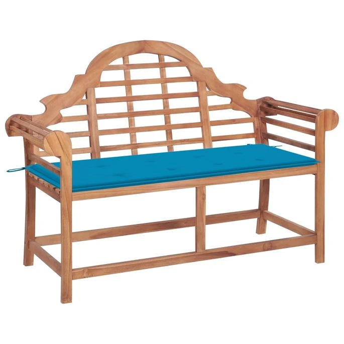Banc De Jardin Avec Coussin Bleu 120 Cm Bois De Teck Massif 2 1 Banc De Jardin Avec Coussin Bleu 120 Cm Bois De Teck Massif 2