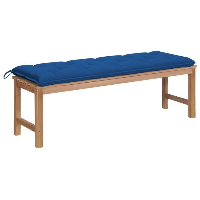 Banc De Jardin Avec Coussin Bleu 150 Cm Bois De Teck Massif 2 1 Banc De Jardin Avec Coussin Bleu 150 Cm Bois De Teck Massif 2