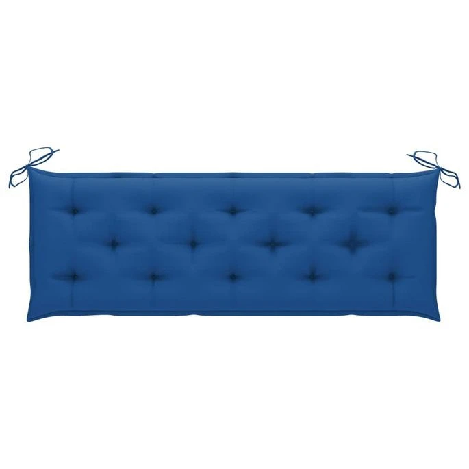 Banc De Jardin Avec Coussin Bleu 150 Cm Bois De Teck Massif 2 4 Banc De Jardin Avec Coussin Bleu 150 Cm Bois De Teck Massif 2 – Image 4