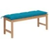Banc De Jardin Avec Coussin Bleu Clair 120 Cm Bois De Teck 2