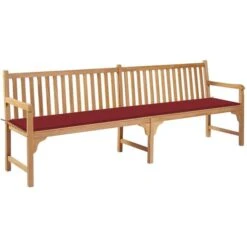 Banc De Jardin Avec Coussin Bordeaux 240 Cm Bois De Teck Massif
