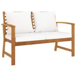 Banc De Jardin Avec Coussin Crème 120 Cm Bois Solide D'acacia