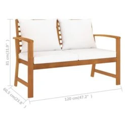 Banc De Jardin Avec Coussin Crème 120 Cm Bois Solide D'acacia -Esprit Plein Air banc de jardin avec coussin creme 120 cm bois solide d acacia 3666722357890 940972