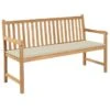 Banc De Jardin Avec Coussin Crème 150 Cm Bois De Teck Massif 2