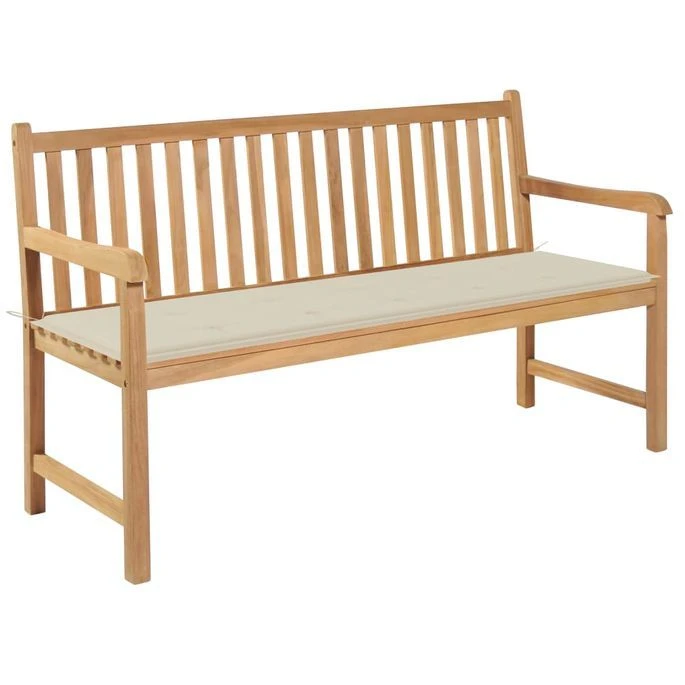 Banc De Jardin Avec Coussin Crème 150 Cm Bois De Teck Massif 2 1 Banc De Jardin Avec Coussin Crème 150 Cm Bois De Teck Massif 2