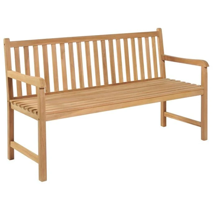 Banc De Jardin Avec Coussin Crème 150 Cm Bois De Teck Massif 2 2 Banc De Jardin Avec Coussin Crème 150 Cm Bois De Teck Massif 2 – Image 2