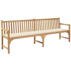 Banc De Jardin Avec Coussin Crème 240 Cm Bois De Teck Massif