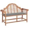 Banc De Jardin Avec Coussin Gris 120 Cm Bois De Teck Massif 2