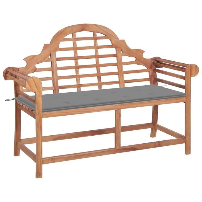Banc De Jardin Avec Coussin Gris 120 Cm Bois De Teck Massif 2 1 Banc De Jardin Avec Coussin Gris 120 Cm Bois De Teck Massif 2