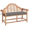 Banc De Jardin Avec Coussin Gris 120 Cm Bois De Teck Massif