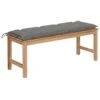 Banc De Jardin Avec Coussin Gris 120 Cm Bois De Teck Massif 4