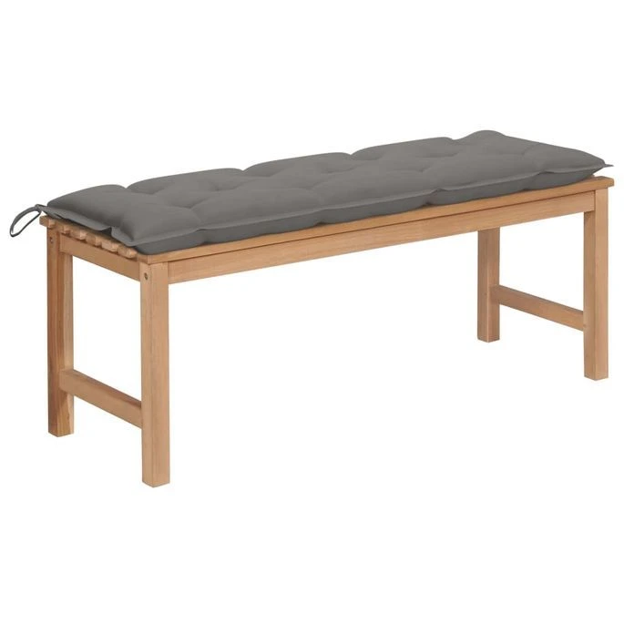 Banc De Jardin Avec Coussin Gris 120 Cm Bois De Teck Massif 4 1 Banc De Jardin Avec Coussin Gris 120 Cm Bois De Teck Massif 4