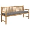 Banc De Jardin Avec Coussin Gris 175 Cm Bois De Teck Massif 2