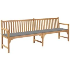 Banc De Jardin Avec Coussin Gris 240 Cm Bois De Teck Massif