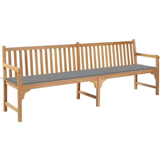 Banc De Jardin Avec Coussin Gris 240 Cm Bois De Teck Massif 1 Banc De Jardin Avec Coussin Gris 240 Cm Bois De Teck Massif