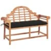 Banc De Jardin Avec Coussin Noir 120 Cm Bois De Teck Massif 5
