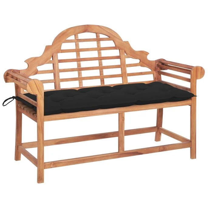 Banc De Jardin Avec Coussin Noir 120 Cm Bois De Teck Massif 5 1 Banc De Jardin Avec Coussin Noir 120 Cm Bois De Teck Massif 5