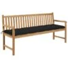 Banc De Jardin Avec Coussin Noir 175 Cm Bois De Teck Massif