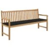Banc De Jardin Avec Coussin Noir 175 Cm Teck Massif
