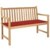 Banc De Jardin Avec Coussin Rouge 120 Cm Bois De Teck Massif 5