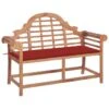 Banc De Jardin Avec Coussin Rouge 120 Cm Bois De Teck Massif 3