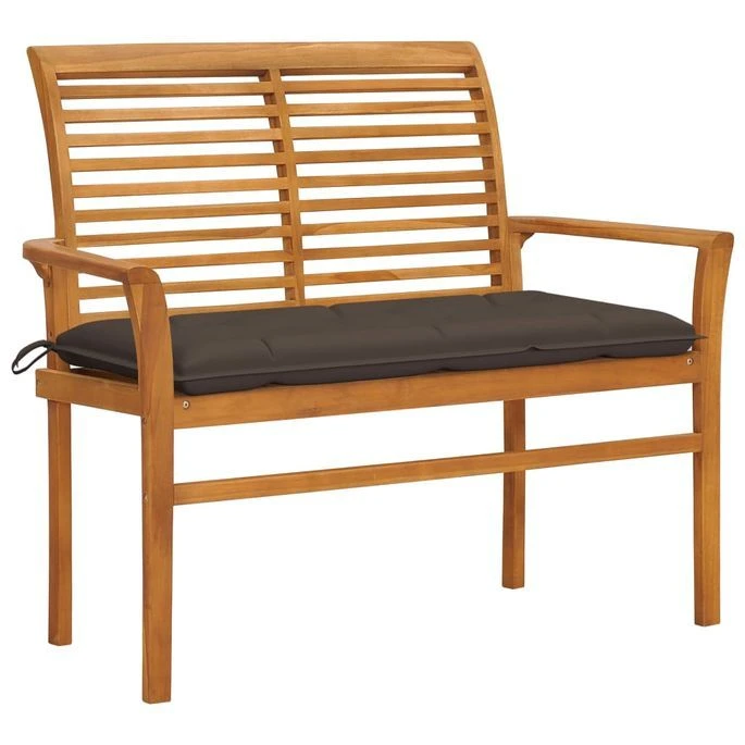 Banc De Jardin Avec Coussin Taupe 112 Cm Bois De Teck Massif 1 Banc De Jardin Avec Coussin Taupe 112 Cm Bois De Teck Massif