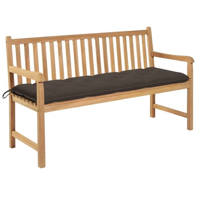 Banc De Jardin Avec Coussin Taupe 150 Cm Bois De Teck Massif 2 1 Banc De Jardin Avec Coussin Taupe 150 Cm Bois De Teck Massif 2