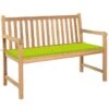 Banc De Jardin Avec Coussin Vert Vif 120 Cm Bois De Teck Massif 2