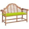 Banc De Jardin Avec Coussin Vert Vif 120 Cm Bois De Teck Massif 3