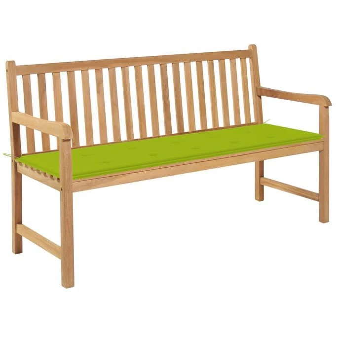 Banc De Jardin Avec Coussin Vert Vif 150 Cm Bois De Teck Massif 4 1 Banc De Jardin Avec Coussin Vert Vif 150 Cm Bois De Teck Massif 4