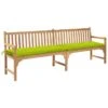 Banc De Jardin Avec Coussin Vert Vif 240 Cm Bois De Teck Massif 2