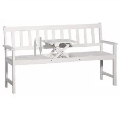 Banc De Jardin Avec Table Escamotable Acacia Massif Blanc Tisva -Esprit Plein Air banc de jardin avec table escamotable acacia massif blanc tisva 8718475622345 386049