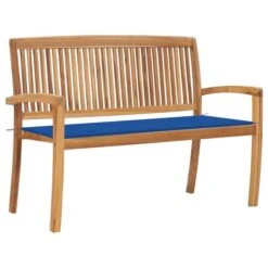 Banc De Jardin Empilable Et Coussin 128,5cm Bois De Teck Massif 5