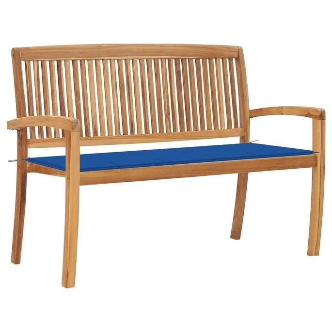 Banc De Jardin Empilable Et Coussin 128,5cm Bois De Teck Massif 5 1 Banc De Jardin Empilable Et Coussin 128,5cm Bois De Teck Massif 5