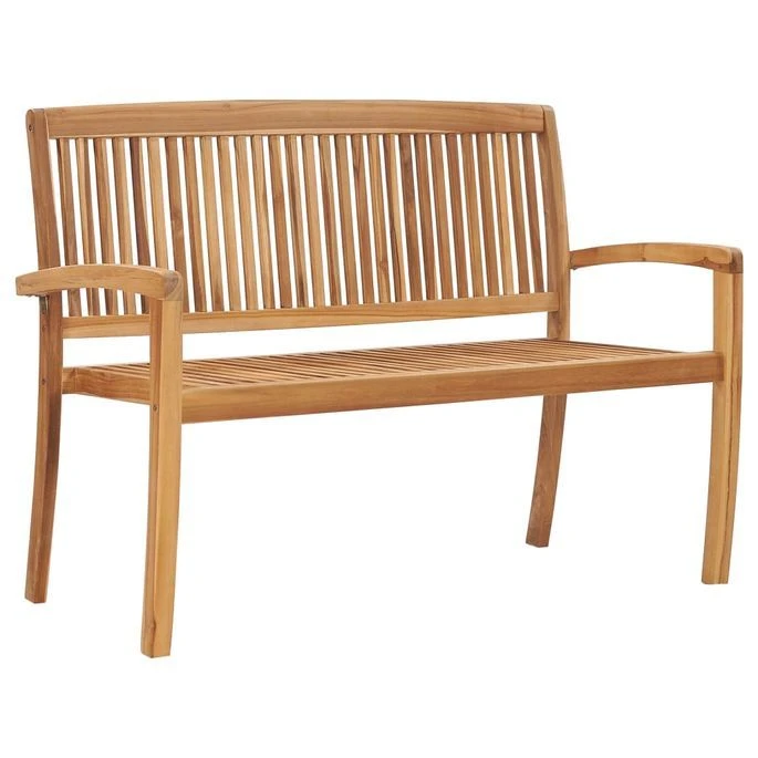 Banc De Jardin Empilable Et Coussin 128,5cm Bois De Teck Massif 14 2 Banc De Jardin Empilable Et Coussin 128,5cm Bois De Teck Massif 14 – Image 2