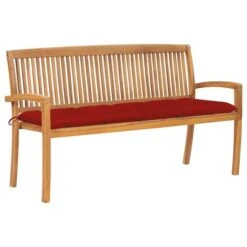 Banc De Jardin Empilable Et Coussin 159 Cm Bois De Teck Massif 23