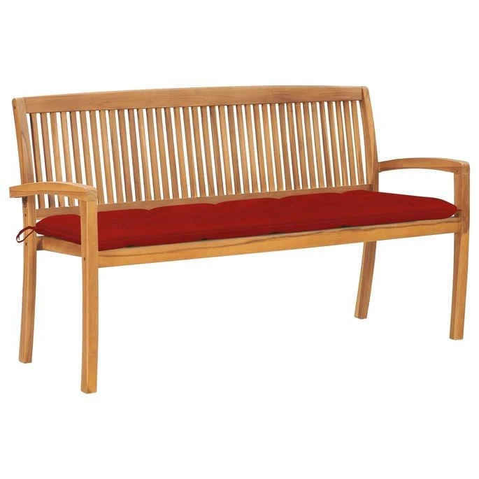 Banc De Jardin Empilable Et Coussin 159 Cm Bois De Teck Massif 23 1 Banc De Jardin Empilable Et Coussin 159 Cm Bois De Teck Massif 23
