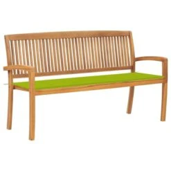 Banc De Jardin Empilable Et Coussin 159 Cm Bois De Teck Massif 18