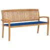 Banc De Jardin Empilable Et Coussin 159 Cm Bois De Teck Massif 6