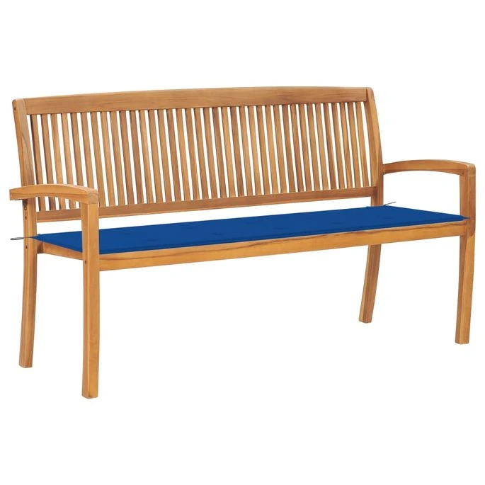 Banc De Jardin Empilable Et Coussin 159 Cm Bois De Teck Massif 6 1 Banc De Jardin Empilable Et Coussin 159 Cm Bois De Teck Massif 6
