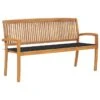 Banc De Jardin Empilable Et Coussin 159 Cm Bois De Teck Massif