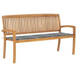 Banc De Jardin Empilable Et Coussin 159 Cm Bois De Teck Massif 21