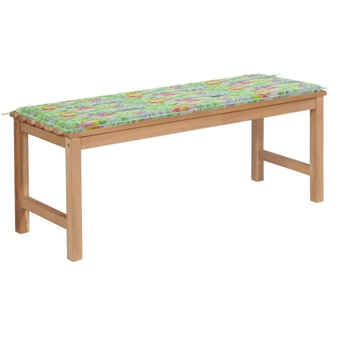 Banc De Jardin Et Coussin à Motif De Feuilles 120cm Teck Massif 1 Banc De Jardin Et Coussin à Motif De Feuilles 120cm Teck Massif