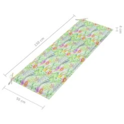 Banc De Jardin Et Coussin à Motif De Feuilles 150cm Teck Massif 2 -Esprit Plein Air banc de jardin et coussin a motif de feuilles 150cm teck massif 3666722838092 830578