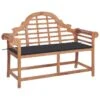 Banc De Jardin Et Coussin Anthracite 120 Cm Bois De Teck Massif