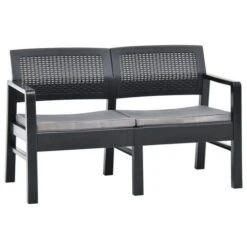 Banc De Jardin Plastique Et Coussin Polyester Anthracite Botli