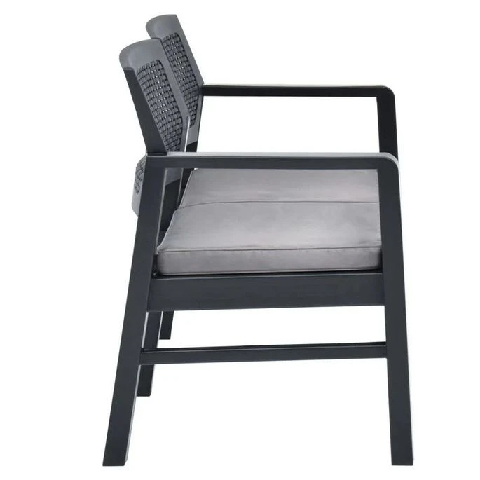Banc De Jardin Plastique Et Coussin Polyester Anthracite Botli 2 Banc De Jardin Plastique Et Coussin Polyester Anthracite Botli – Image 2