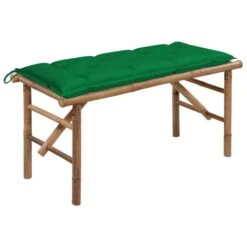Banc De Jardin Pliable Avec Coussin 118 Cm Bambou 2